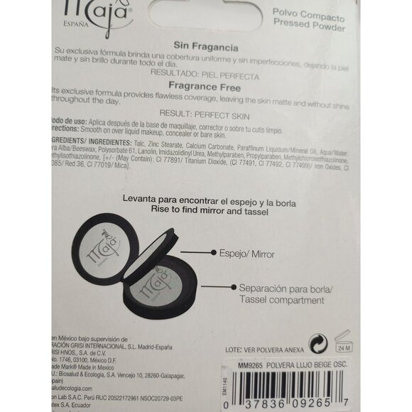 Maja Beige Oscuro Pressed Powder, Mirror and Tassel Compartment set of 2 Spain - Picture 7 of 8